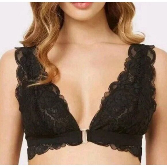 NWT $58 Free People X HAH Got Ur Back Bra XS Black Lace Bralette Adjustable - Picture 1 of 10
